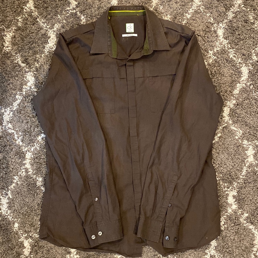 Mens Calvin Klein Green Shirt Sz Large